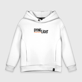 Детское худи Oversize хлопок с принтом DYING LIGHT GOOD NIGHT  GOOD LUCK LOGO в Кировске, френч-терри — 70% хлопок, 30% полиэстер. Мягкий теплый начес внутри —100% хлопок | боковые карманы, эластичные манжеты и нижняя кромка, капюшон на магнитной кнопке | Тематика изображения на принте: apocalypsis | dying light | dying light 2 | dying light the following | haran | horror | kyle craig | monsters | survivor | zombie | апокалипсис | выживалка | даинг лайт | зомби | кайл крейн | монстры | харан