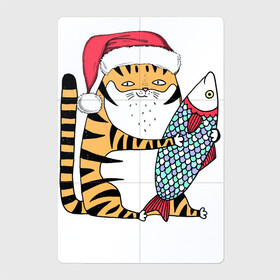 Магнитный плакат 2Х3 с принтом Тигр с большой рыбой в Кировске, Полимерный материал с магнитным слоем | 6 деталей размером 9*9 см | 2022 | год тигра | новый год | новый год 2022 | символ года | тигр | тигренок | тигрица | тигры