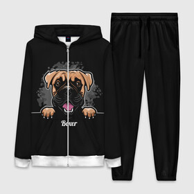 Женский костюм 3D с принтом Боксёр (Boxer) в Кировске,  |  | animal | boxer | bulldog | dog | fighting dog | pit bull | бойцовская собака | боксёр | бульдог | год собаки | друг человека | животное | кинолог | немецкий боксёр | пёс | питбуль | порода собак | собака боксёр | собаковод