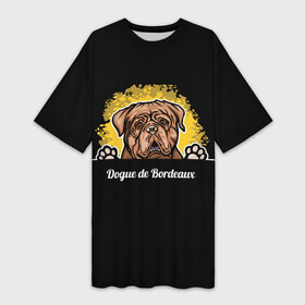 Платье-футболка 3D с принтом Бордоский Дог (Dogue de bordeaux) в Кировске,  |  | animal | dog | dogue de bordeaux | dogue de bordeaux mastiff | french mastiff | бордоский дог | год собаки | друг человека | животное | кинолог | пёс | порода собак | собака бордоский мастиф | собаковод | французский мастиф