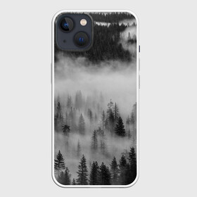 Чехол для iPhone 13 с принтом ТУМАННЫЙ ЛЕС | FOREST в Кировске,  |  | forest | деревья | дым | лес | мрачный лес | природа | туман