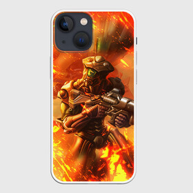 Чехол для iPhone 13 mini с принтом Doom ART (+спина) в Кировске,  |  | doom | doom eternal | doom slayer | doomguy | дум | дум гай | думгай | солдат рока