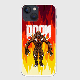 Чехол для iPhone 13 mini с принтом DOOM IMP | FIRE AND MONSTER в Кировске,  |  | demons | devil | doom | doom eternal | doom slayer | fire | hell | imp | ад | демон | демоны | дум | имп | огонь | фаер