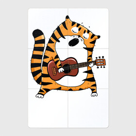 Магнитный плакат 2Х3 с принтом Тигр играет на гитаре в Кировске, Полимерный материал с магнитным слоем | 6 деталей размером 9*9 см | 2022 | год тигра | новый год | новый год 2022 | символ года | тигр | тигренок | тигрица | тигры