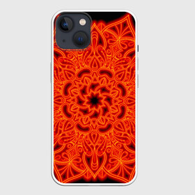 Чехол для iPhone 13 с принтом Огненная мандала в Кировске,  |  | абстрактный | абстракция | антистресс | ловец снов | медитативный | медитация | орнамент | плетение | радиальная | узор | этнический