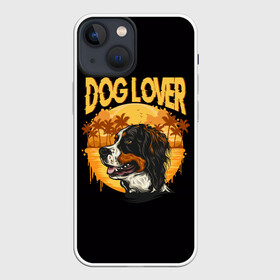 Чехол для iPhone 13 mini с принтом Любитель Собак (Dog Lover) в Кировске,  |  | anim | bernese mountain dog | bernese sheepdog | dog | бернская овчарка | бернский зенненхунд | год собаки | друг человека | животное | зверь | кинолог | овчарка | пастушья собака | пёс | порода собак