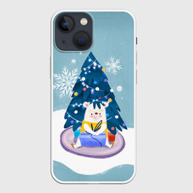 Чехол для iPhone 13 mini с принтом Медвежонок под новогодней елкой в Кировске,  |  | 2022 | christmas | new year | животные | звери | зверюшки | зима | кавай | медведь | медвежонок | милота | милый | мишка | нг | новогодний | новый год | рождество | снег