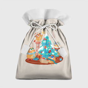 Подарочный 3D мешок с принтом Зверята празднуют новый год в Кировске, 100% полиэстер | Размер: 29*39 см | 2022 | christmas | new year | животные | звери | зверюшки | кавай | милота | милый | нг | новогодний | новый год | рождество