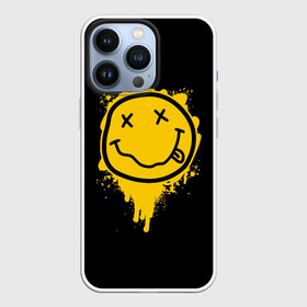 Чехол для iPhone 13 Pro с принтом NIRVANA LOGO SMILE, БРЫЗГИ КРАСОК в Кировске,  |  | band | cobain | face | kurt | logo | music | nirvana | rock | rocknroll | группа | кобейн | курт | лого | логотип | музыка | музыкальная | нирвана | рожица | рок | рокнролл | символ