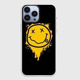 Чехол для iPhone 13 Pro Max с принтом NIRVANA LOGO SMILE, БРЫЗГИ КРАСОК в Кировске,  |  | band | cobain | face | kurt | logo | music | nirvana | rock | rocknroll | группа | кобейн | курт | лого | логотип | музыка | музыкальная | нирвана | рожица | рок | рокнролл | символ