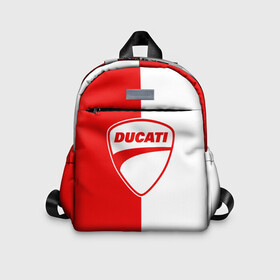 Детский рюкзак 3D с принтом DUCATI WHITE RED STYLE LOGO в Кировске, 100% полиэстер | лямки с регулируемой длиной, сверху петелька, чтобы рюкзак можно было повесить на вешалку. Основное отделение закрывается на молнию, как и внешний карман. Внутри дополнительный карман. По бокам два дополнительных кармашка | ducati | italy | moto | motocycle | racing | sport | дукати | италия | мото | мотоспорт | мотоцикл | рейсинг | спорт