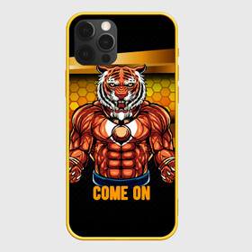Чехол для iPhone 12 Pro с принтом Накаченный тигр в Кировске, силикон | область печати: задняя сторона чехла, без боковых панелей | 2022 | год тигра | новый год | новый год 2022 | символ года | тигр | тигренок | тигрица | тигры