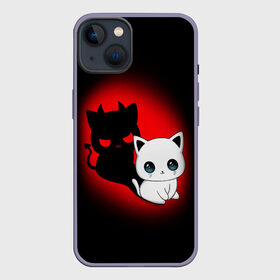 Чехол для iPhone 13 с принтом КОТИК ДЬЯВОЛ   KITTY DEVIL в Кировске,  |  | Тематика изображения на принте: animals | cat | demon | devil | kitty | дьявол | животные | звери | котик | кошки