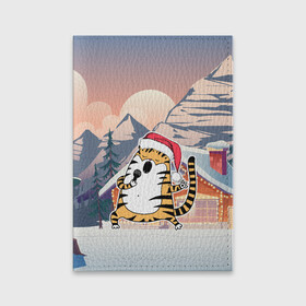 Обложка для паспорта матовая кожа с принтом Тигр поет песни в караоке в Кировске, натуральная матовая кожа | размер 19,3 х 13,7 см; прозрачные пластиковые крепления | 2022 | год тигра | новый год | новый год 2022 | символ года | тигр | тигренок | тигрица | тигры