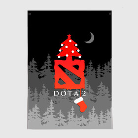 Постер с принтом Dota 2  С Новым годом в Кировске, 100% бумага
 | бумага, плотность 150 мг. Матовая, но за счет высокого коэффициента гладкости имеет небольшой блеск и дает на свету блики, но в отличии от глянцевой бумаги не покрыта лаком | christmas | dota 2 | fir forest | happy new year | logo | moon | multiplayer | night | pc game | tree with balls | ёлка с шариками | еловый лес | компьютерная игра | логотип | луна | многопользовательская | ночь | рождество | с новым годом