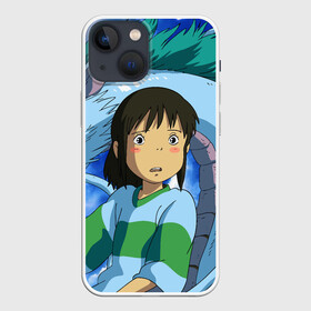 Чехол для iPhone 13 mini с принтом Spirited awаy в Кировске,  |  | Тематика изображения на принте: anime | chihiro ogino | dragon | ghibli | girl | haku | sen | spirit of the kohaku river | spirited away | аниме | девочка | дзибли | дракон | дух реки | сэн | тихиро | хаку