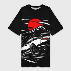 Платье-футболка 3D с принтом Тойота супра mark 4 при красной луне Toyota supra в Кировске,  |  | a80 | ae86 | camry | car | fast furious | jdm | mark 4 | toyota | а80 | камри | марк | машина | супра | тоёта | форсаж
