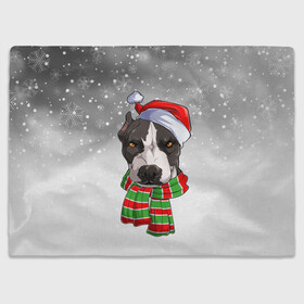 Плед 3D с принтом Новогодний Питбуль   New Years Pit bull в Кировске, 100% полиэстер | закругленные углы, все края обработаны. Ткань не мнется и не растягивается | christmas | dog | pit bull | santa | дед мороз | зима | новый год | питбуль | рождество | санта | снег | снежинка | собака | собачка | щенок