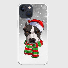Чехол для iPhone 13 mini с принтом Новогодний Питбуль   New Years Pit bull в Кировске,  |  | christmas | dog | pit bull | santa | дед мороз | зима | новый год | питбуль | рождество | санта | снег | снежинка | собака | собачка | щенок