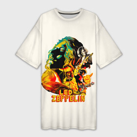 Платье-футболка 3D с принтом Группа Led Zeppelin арт в Кировске,  |  | led | led zep | led zeppelin | ledzep | lz | zoso | джимми пейдж | джон генри бонэм | джон пол джонс | зосо | лед зепелен | лед зеппелин | ледзепелен | ледзеппелин | роберт плант | рок группа