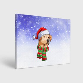 Холст прямоугольный с принтом Новогодний Лабрадор   New Years Labrador в Кировске, 100% ПВХ |  | Тематика изображения на принте: christmas | dog | labrador | retriever | santa | дед мороз | зима | лабрадор | новый год | ретривер | рождество | санта | снег | снежинка | собака | собачка | щенок