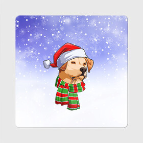 Магнит виниловый Квадрат с принтом Новогодний Лабрадор   New Years Labrador в Кировске, полимерный материал с магнитным слоем | размер 9*9 см, закругленные углы | christmas | dog | labrador | retriever | santa | дед мороз | зима | лабрадор | новый год | ретривер | рождество | санта | снег | снежинка | собака | собачка | щенок