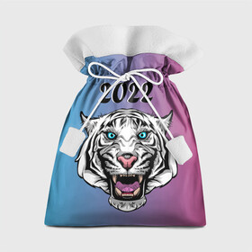 Подарочный 3D мешок с принтом Оскал тигра в Кировске, 100% полиэстер | Размер: 29*39 см | кошка | новый год | оскал | праздник | тигр