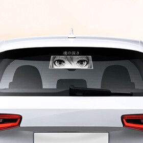 Наклейка на авто - для заднего стекла с принтом Аnime LOVELY EYES` в Кировске, ПВХ | Точные размеры наклейки зависят от выбранного изображения (ширина не больше 75 мм, высота не больше 45 мм) | анимэ | взгляд | глаза | иероглиф | мультики