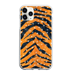 Чехол для iPhone 11 Pro Max матовый с принтом Новогодняя шкура тигра в Кировске, Силикон |  | 2022 | новый год | оранжевый | полосатый | полоски | полосы | снег | снежинки | тгриный | тигр