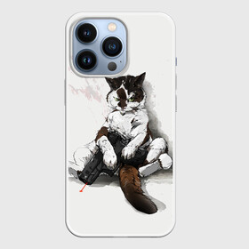 Чехол для iPhone 13 Pro с принтом Котик с пистолетом на стене  мем в Кировске,  |  | cat | cats | mem | киса | кот | котенок | котик | котяра | котята | кошечка | кошка | мем | мемы | пистолет