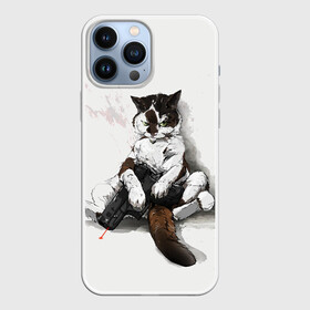 Чехол для iPhone 13 Pro Max с принтом Котик с пистолетом на стене  мем в Кировске,  |  | cat | cats | mem | киса | кот | котенок | котик | котяра | котята | кошечка | кошка | мем | мемы | пистолет