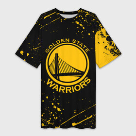 Платье-футболка 3D с принтом Golden State Warriors: брызги красок в Кировске,  |  | golden state | golden state warriors | gsw | nba | usa | америка | голден стэйт уорриорз | гсв | нба | сша