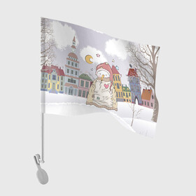 Флаг для автомобиля с принтом Одинокий снеговик в Кировске, 100% полиэстер | Размер: 30*21 см | brawl | brawl stars | brawlstars | lola | бравл | бравлстарс | лола | лоли | разрушитель