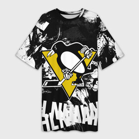 Платье-футболка 3D с принтом Питтсбург Пингвинз  Pittsburgh Penguins в Кировске,  |  | hockey | nhl | penguins | pittsburg | pittsburgh | pittsburgh penguins | usa | нхл | пингвинз | питтсбург | питтсбург пингвинз | спорт | сша | хоккей | шайба