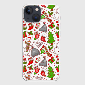 Чехол для iPhone 13 mini с принтом Новый Год в Кировске,  |  | background | christmas | gifts | holiday | new year | pictures | skates | snowman | socks | tree | елка | коньки | новый год | носки | подарки | праздник | рисунки | рождество | снеговик | фон