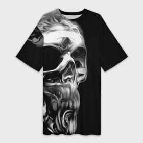 Платье-футболка 3D с принтом Vanguard skull 2022 в Кировске,  |  | art | fashion | hype | skull | vanguard | авангард | искусство | мода | хайп | череп