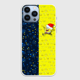 Чехол для iPhone 13 Pro Max с принтом Новогодний Губка Боб в Кировске,  |  | christmas | santa | sponge bob | spongebob | губка боб | дед мороз | зима | квадратные штаны | мультфильм | новый год | рождество | санта | сквэр пэнтс | снег | снежинка | спанч боб