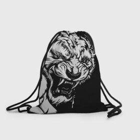 Рюкзак-мешок 3D с принтом Тигр: свирепый и кровожадный в Кировске, 100% полиэстер | плотность ткани — 200 г/м2, размер — 35 х 45 см; лямки — толстые шнурки, застежка на шнуровке, без карманов и подкладки | 2022 | bloodthirsty | ferocious | look | powerful | predator | strong | tiger | year of the tiger | взгляд | год тигра | кровожадный | мощный | свирепый | сильный | тигр | хищник