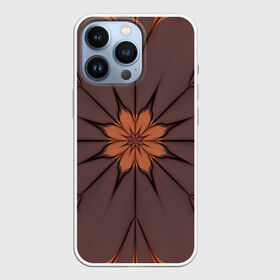 Чехол для iPhone 13 Pro с принтом Абстрактный цветок. Оранжевый. в Кировске,  |  | abstraction | brown | flower | fractal | orange | pattern | абстракция | коричневый | оранжевый | узор | фрактал | цветок