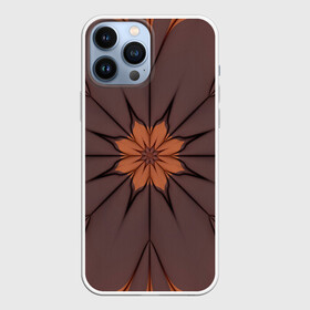 Чехол для iPhone 13 Pro Max с принтом Абстрактный цветок. Оранжевый. в Кировске,  |  | abstraction | brown | flower | fractal | orange | pattern | абстракция | коричневый | оранжевый | узор | фрактал | цветок