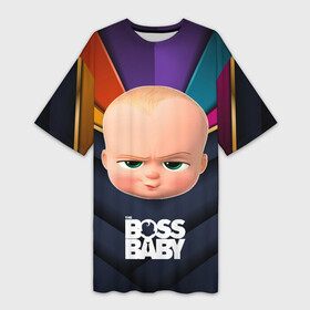 Платье-футболка 3D с принтом Голова Босса в Кировске,  |  | baby | boss | boss baby | босс | босс молокосос | маленький босс | малыш | мальчик | молокосос | ребенок