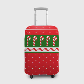 Чехол для чемодана 3D с принтом ЛЕДЕНЦЫ НОВОГОДНИЕ в Кировске, 86% полиэфир, 14% спандекс | двустороннее нанесение принта, прорези для ручек и колес | 2020 | 2021 | christmas | merry | леденец | нг | новогодний | новый год | рождество | свитер | узоры