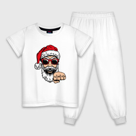 Детская пижама хлопок с принтом Bad Santa xmas Плохой Санта в Кировске, 100% хлопок |  брюки и футболка прямого кроя, без карманов, на брюках мягкая резинка на поясе и по низу штанин
 | 2022 | santa | дед мороз | новый год | новый год 2022 | санта