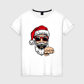 Женская футболка хлопок с принтом Bad Santa xmas Плохой Санта в Кировске, 100% хлопок | прямой крой, круглый вырез горловины, длина до линии бедер, слегка спущенное плечо | 2022 | santa | дед мороз | новый год | новый год 2022 | санта