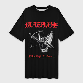 Платье-футболка 3D с принтом Blasphemy  Fallen Angel of Doom... в Кировске,  |  | black metal | blasphemy | death metal | metal | бласфеми | блацк | блэк металл | дэт металл | металл | митол | рок