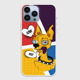 Чехол для iPhone 13 Pro Max с принтом Comics Пес Dog Love Yes в Кировске,  |  | comics | dog | pop art | собака | чихуахуа | яркий