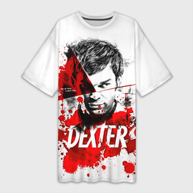 Платье-футболка 3D с принтом Декстер Морган портрет в Кировске,  |  | dexter | декстер | декстер морган | кровавый | кровь | маниак | мясник из бейхарбор | потёки | правосудие декстера | пятна крови | сериалы