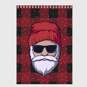 Скетчбук с принтом SANTA HIPSTER | САНТА ХИПСТЕР в Кировске, 100% бумага
 | 48 листов, плотность листов — 100 г/м2, плотность картонной обложки — 250 г/м2. Листы скреплены сверху удобной пружинной спиралью | 2022 | bad | christmas | cold | dab | dub | hipster | klaus | merry | new | santa | snow | winter | year | год | даб | зима | клаус | мороз | новый | рождество | санта | снег | хипстер | холод