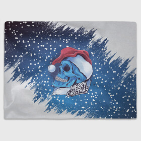 Плед 3D с принтом Merry Christmas | Счастливого Рождества | Skull в Кировске, 100% полиэстер | закругленные углы, все края обработаны. Ткань не мнется и не растягивается | 2022 | christmas | cold | klaus | merry | new | santa | skull | snow | winter | year | год | дед | зима | клаус | мороз | новый | рождество | санта | скелет | снег | холод | череп