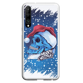 Чехол для Honor P30 с принтом Merry Christmas | Счастливого Рождества | Skull в Кировске, Силикон | Область печати: задняя сторона чехла, без боковых панелей | 2022 | christmas | cold | klaus | merry | new | santa | skull | snow | winter | year | год | дед | зима | клаус | мороз | новый | рождество | санта | скелет | снег | холод | череп